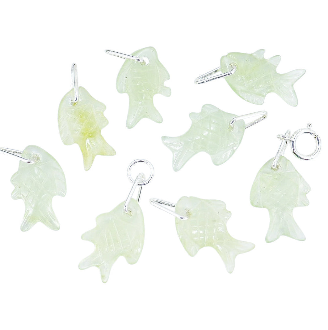 Vintage Carved Genuine Jade 15mm Fish Charm - Price Per 1 Piece OOAK