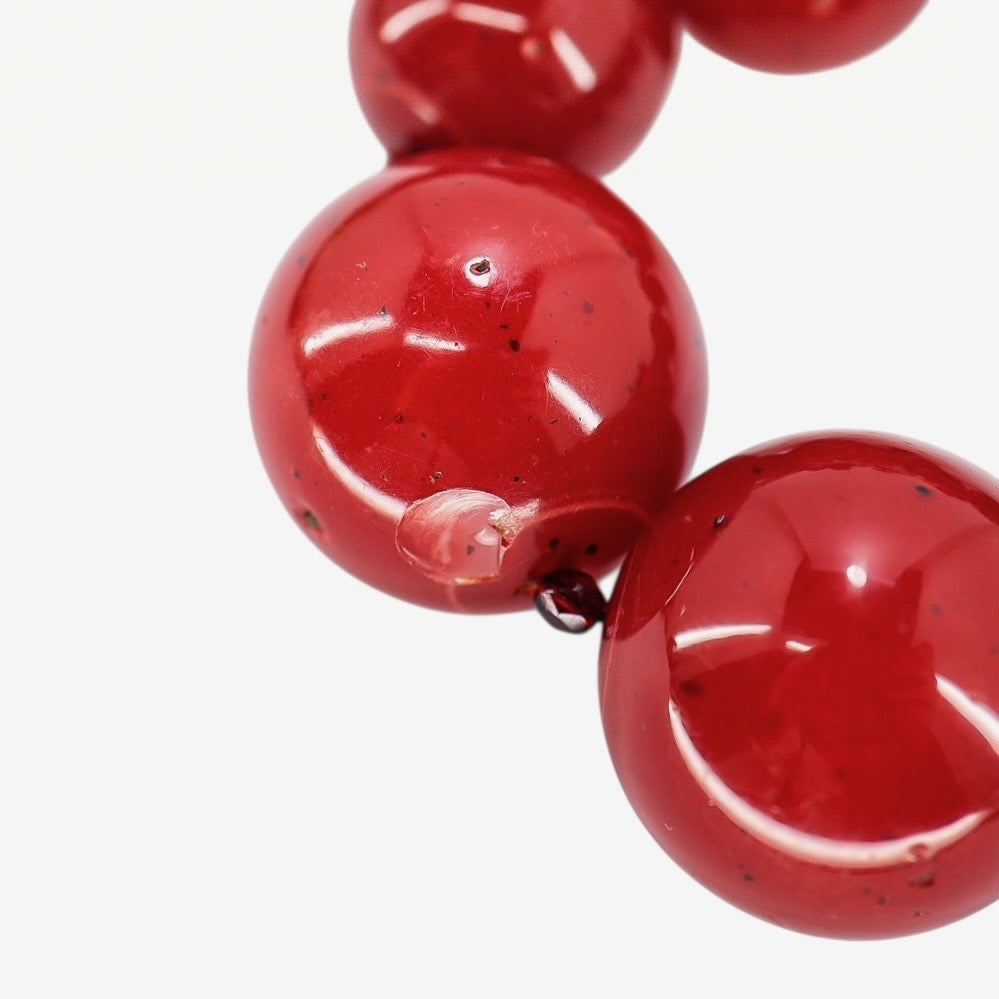 BEN-AMUN Vintage 80s Statement Necklace Cherry Red Resin Graduated Beads
