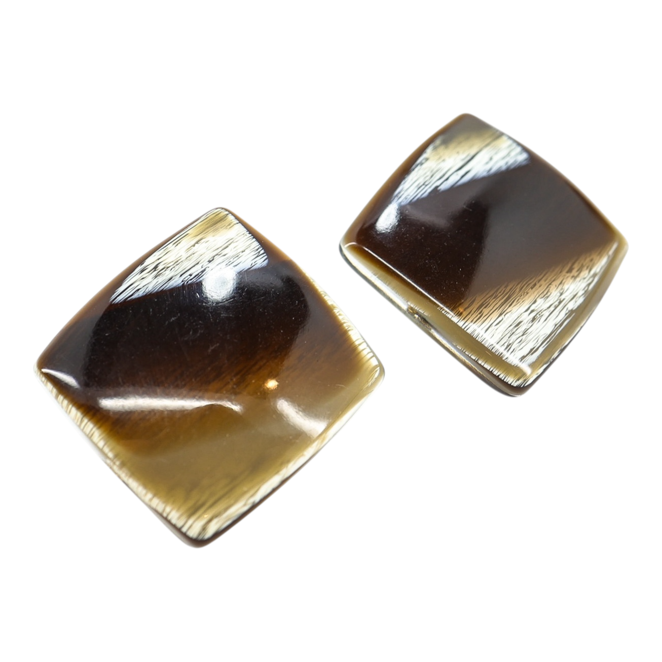 Faux Horn Square Lucite Clip On Earrings High Gloss MCM Style
