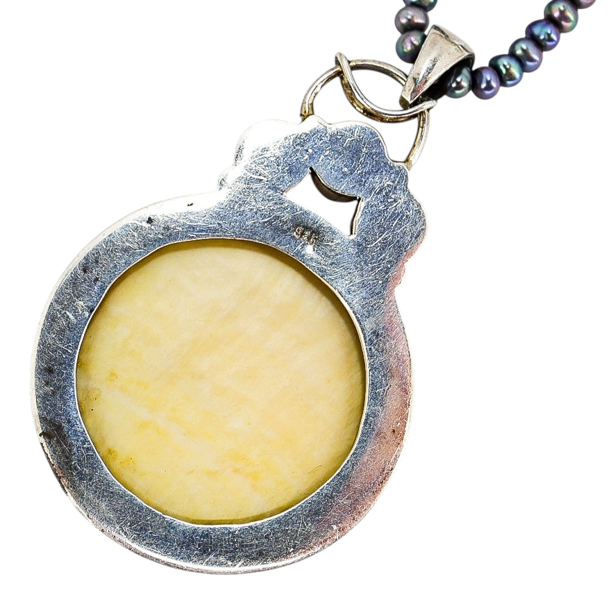 Artisan Modernist Sterling Silver Mother Of Pearl Necklace