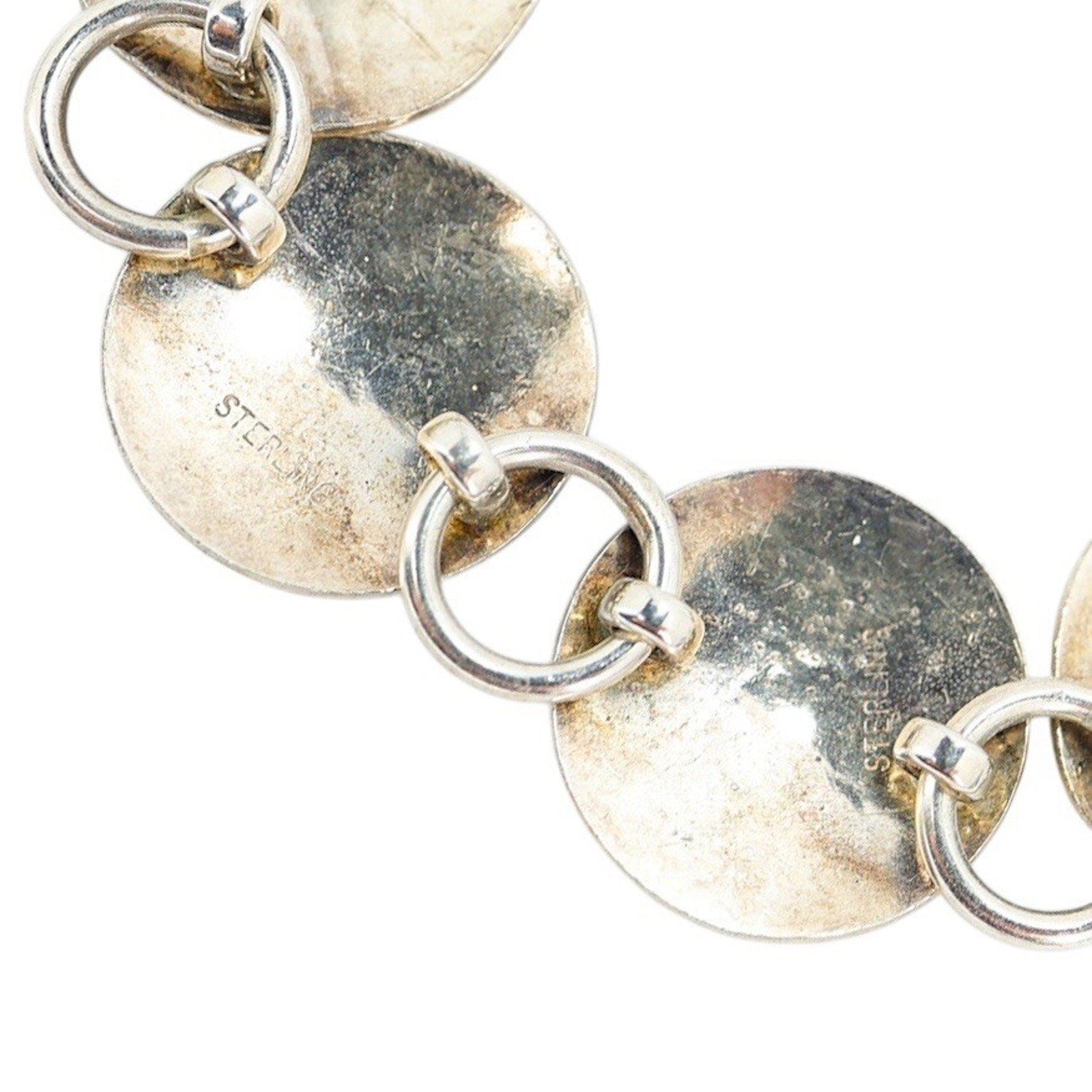 Sterling Silver Concho Bracelet Stamped Each Link Lobster Clasp Starburst 19.8g