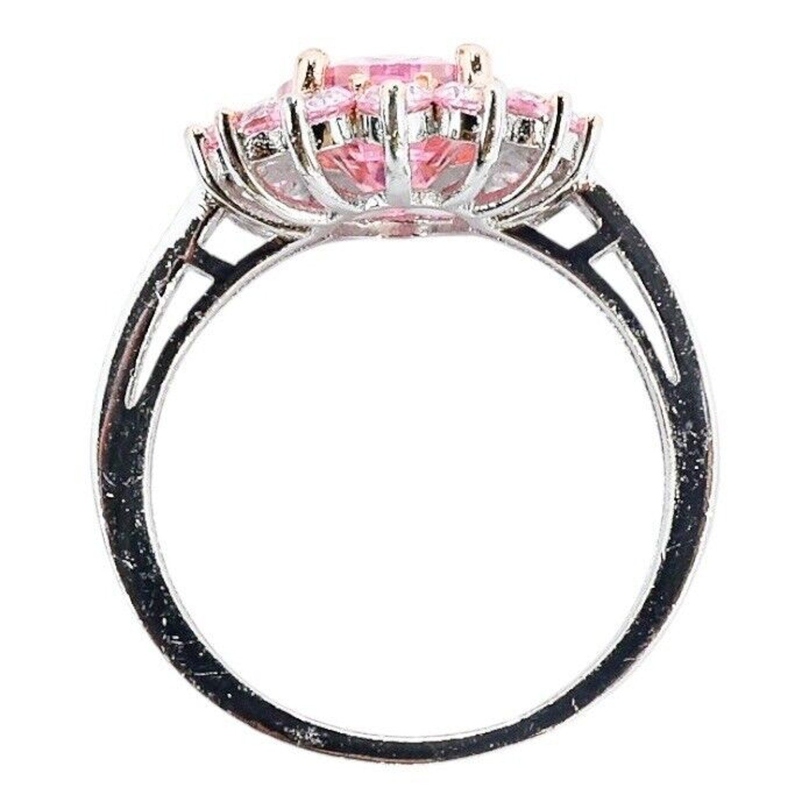 Large Statement Cocktail Sterling Silver Ring 925 Pink Oval Stone Size 7