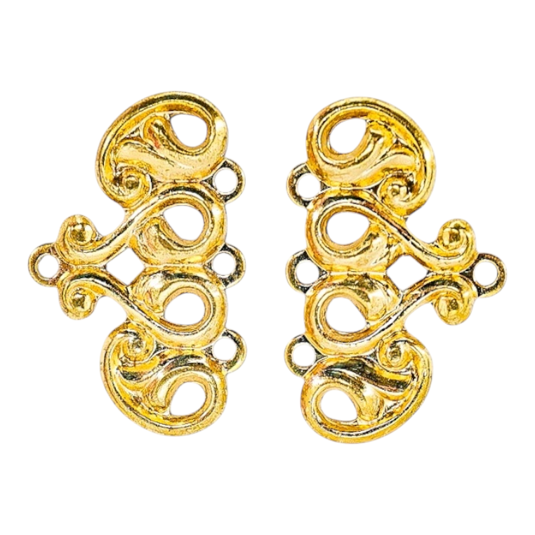 Vintage NOS 3-Strand Gold-tone Connector Findings - Scroll Design