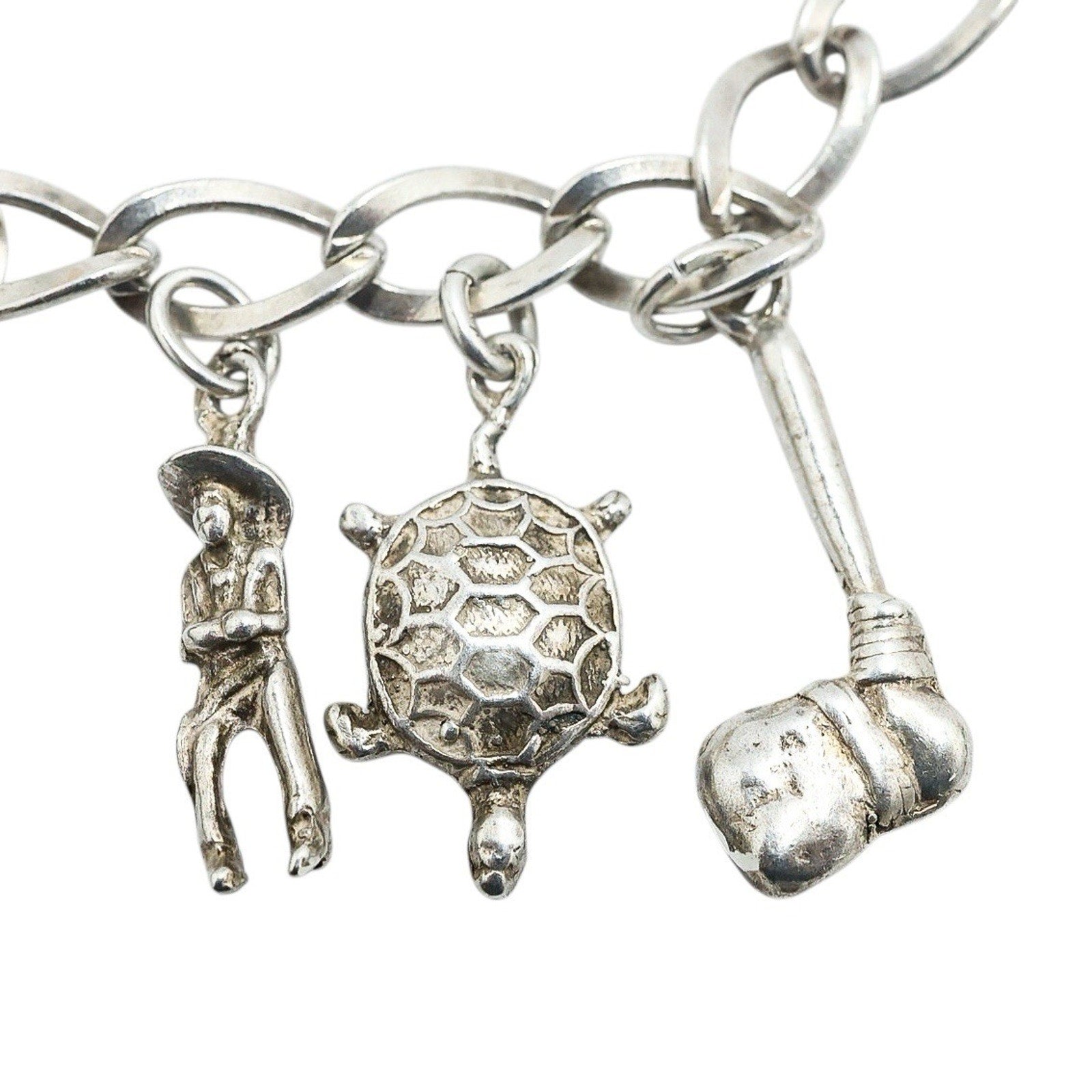 Heavy Silver Wild West Western Charm Bracelet 34g Cowboy Rodeo Boho Acid Tested