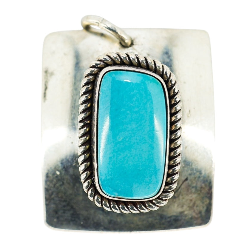 Native American Navajo Artie Yellowhorse Sterling Silver Turquoise Pendant Signed