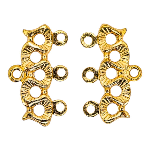 Vintage NOS 3-Strand Gold-tone Connector Findings -  Art Nouveau Style