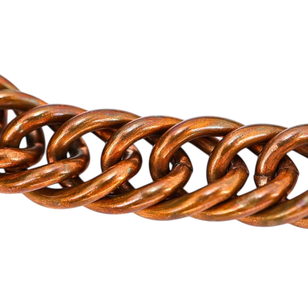 Vintage Solid Copper Curb Chain Bracelet with Bell Trading Post Roadrunner Charm – Southwestern Style