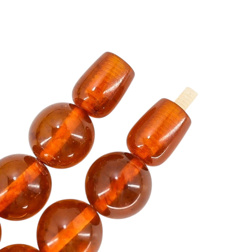 Vintage Camphor Resin Bead Necklace Faux Amber MCM MOD 17”