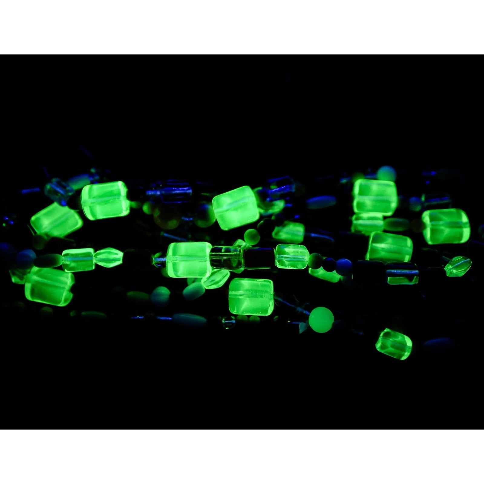 Vintage Uranium Glow Czech Vaseline Glass Bead Necklace 60” - Long Statement