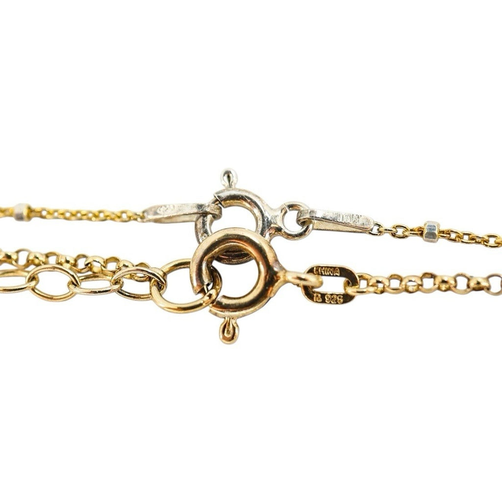 Lot 2 Stackable Layered Necklace Set Sterling Silver Vermeil 925 Chains W Charms