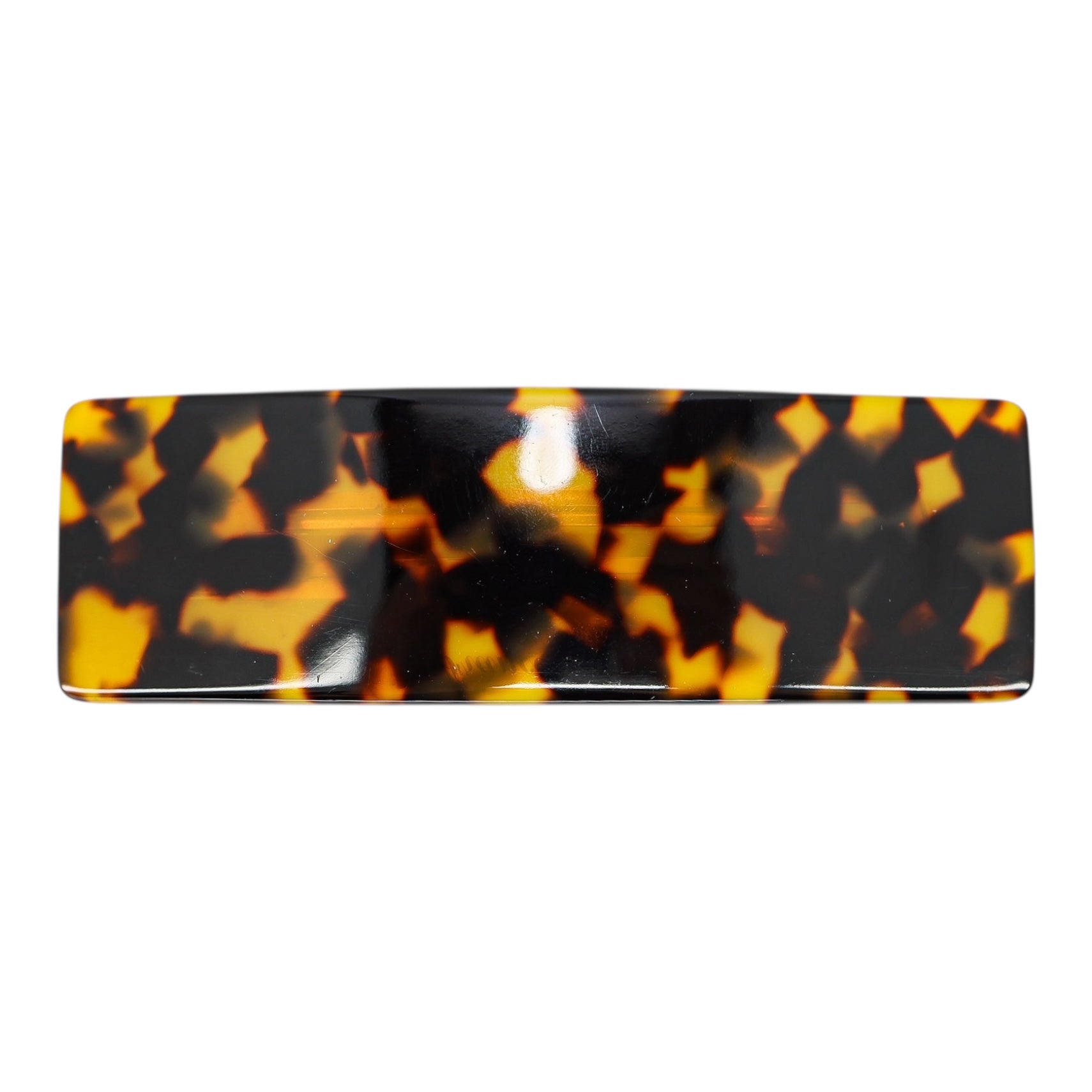 France Luxe Classic Faux Tortoise Shell Rectangular Barrette – Amber and Black