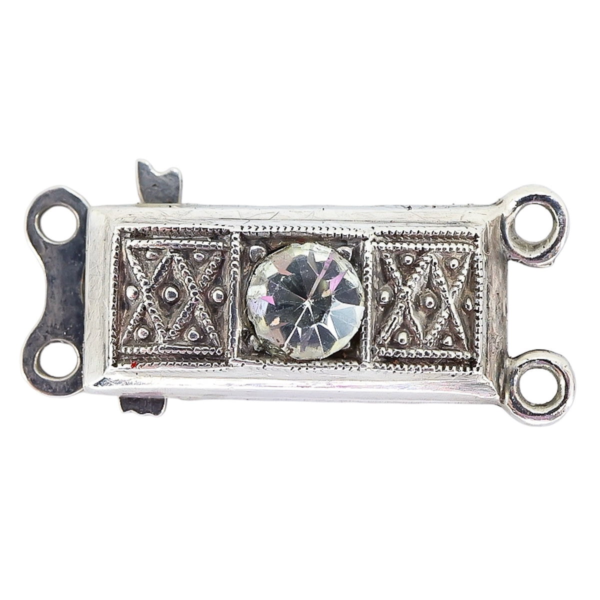 Vintage Art Deco Style European 835 Silver 2-Strand Box Clasp