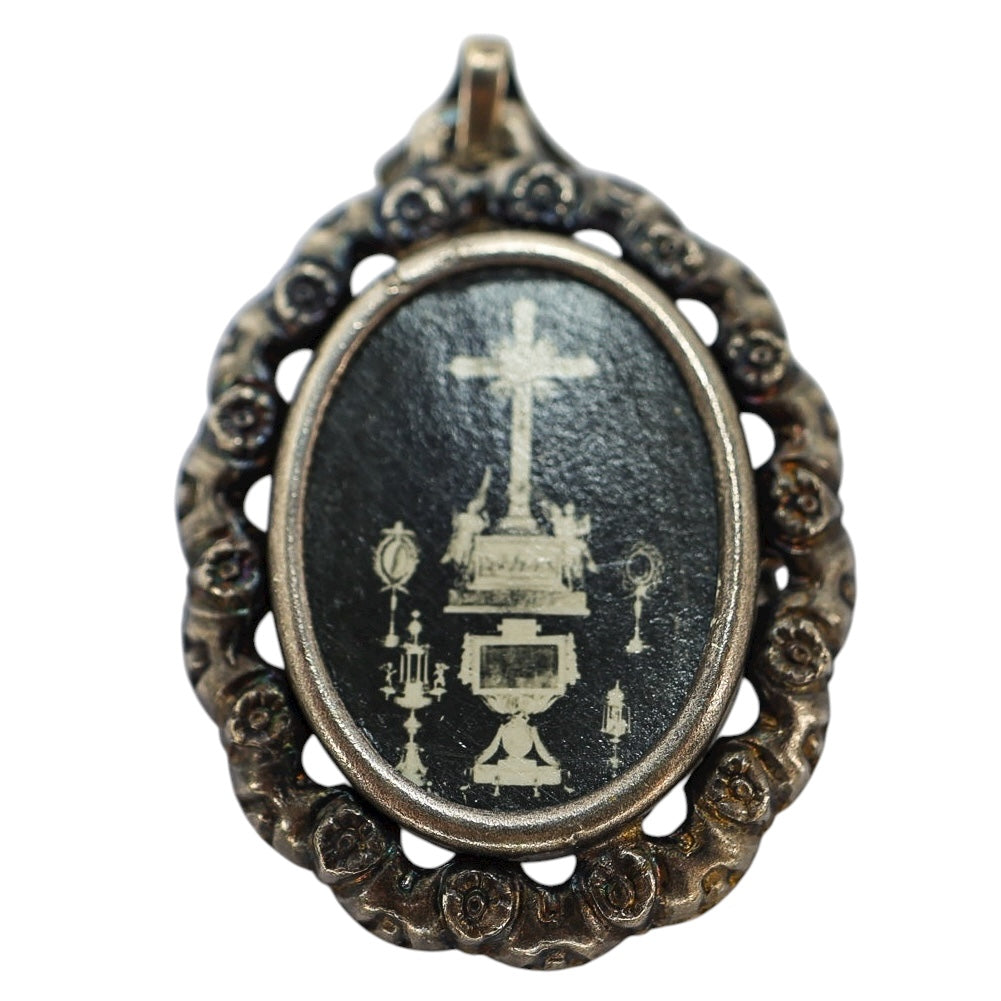 Antique Catholic Devotional Photo Brooches / Pendants - Set Of 2