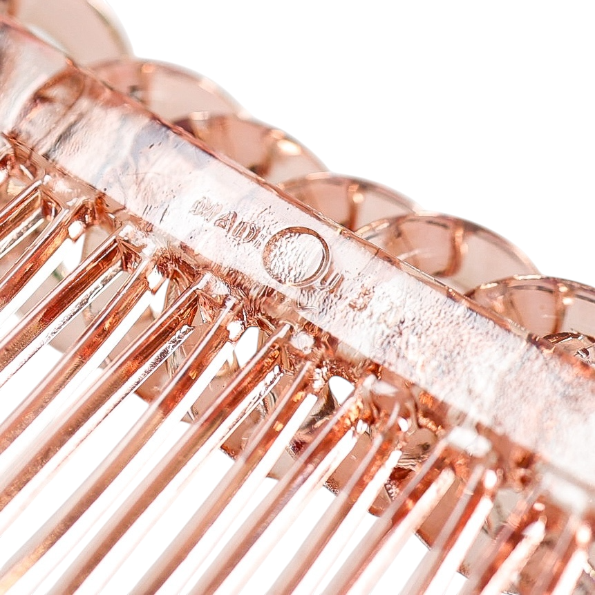 Vintage Pink Lucite Hair Comb – Made in USA – Retro Loop Top Design