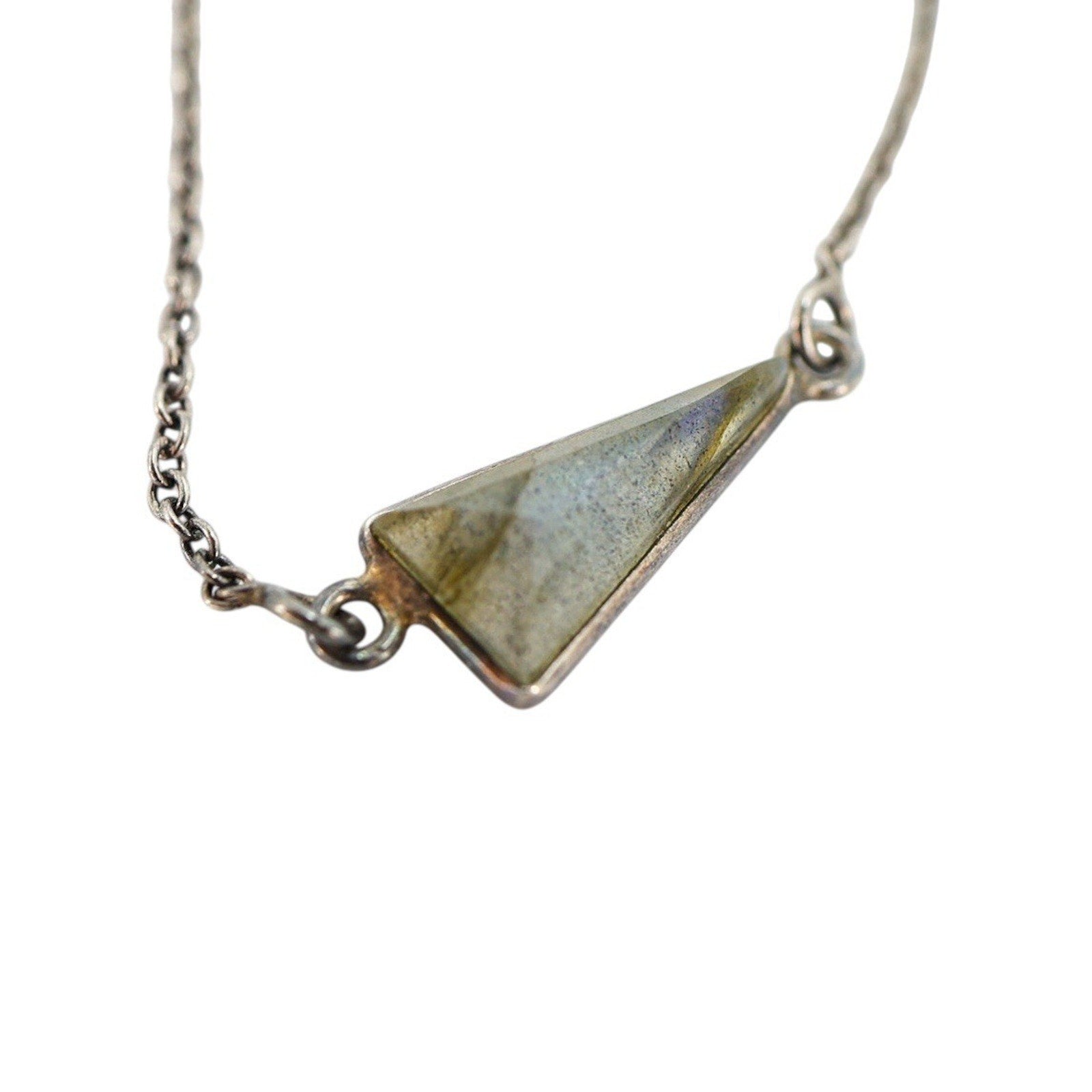 Lot Of 3 Stackable Sterling Silver Layered Necklace Set Labradorite Amber Boho