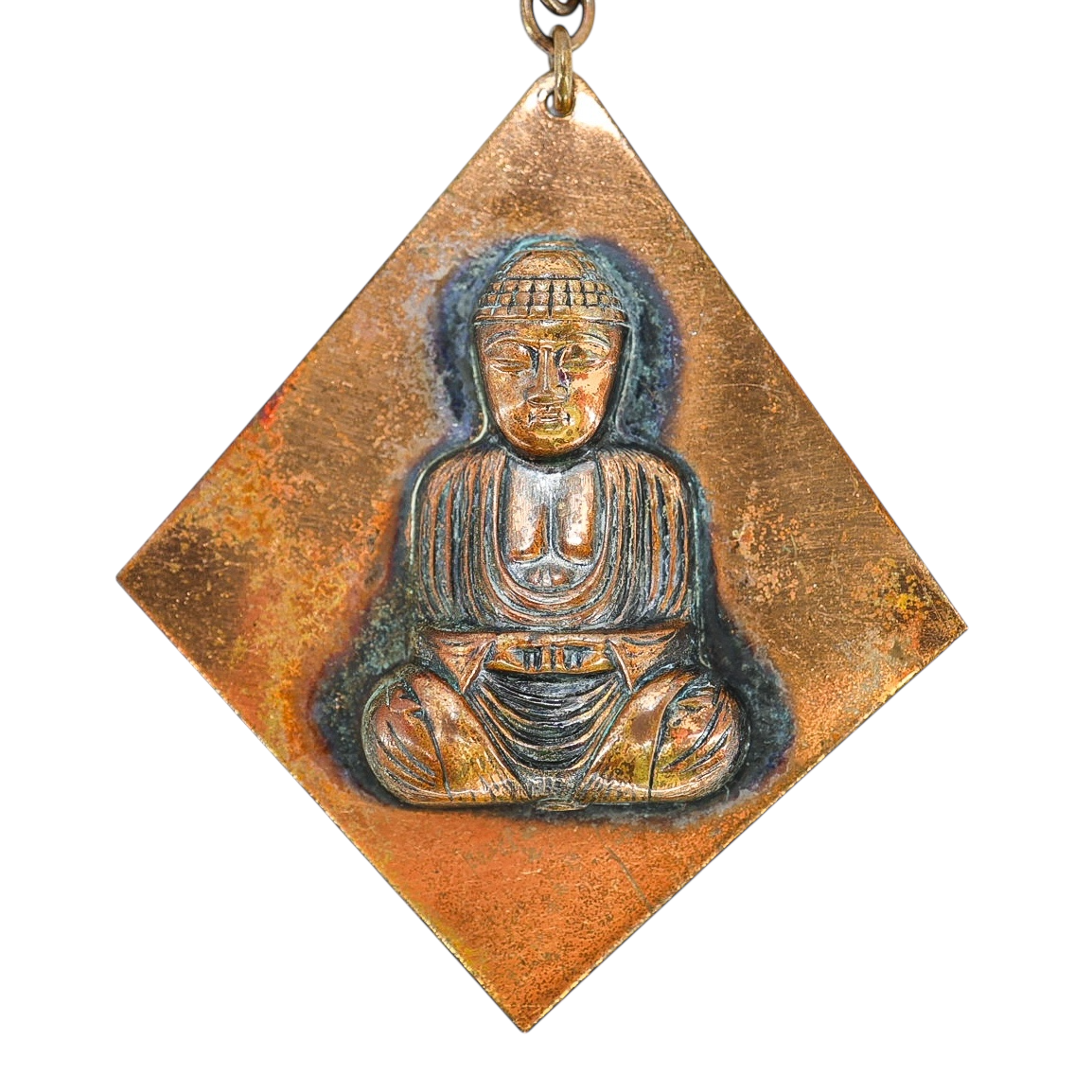 Vintage Handcrafted Copper Pendant Necklace – Raised Buddha Design MCM