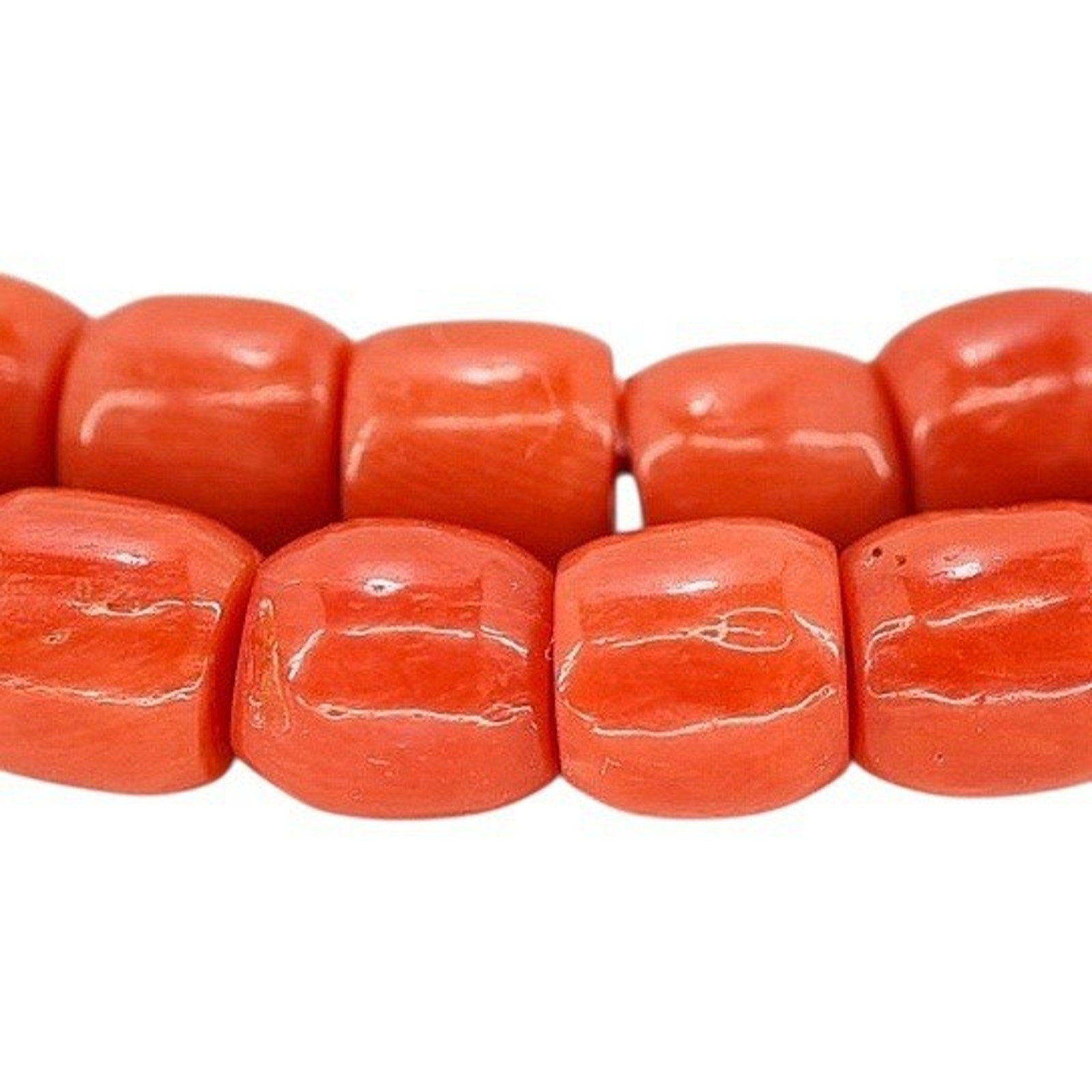 Vintage Natural Undyed Red Orange Salmon Coral Necklace Gold Filled Clasp 29g