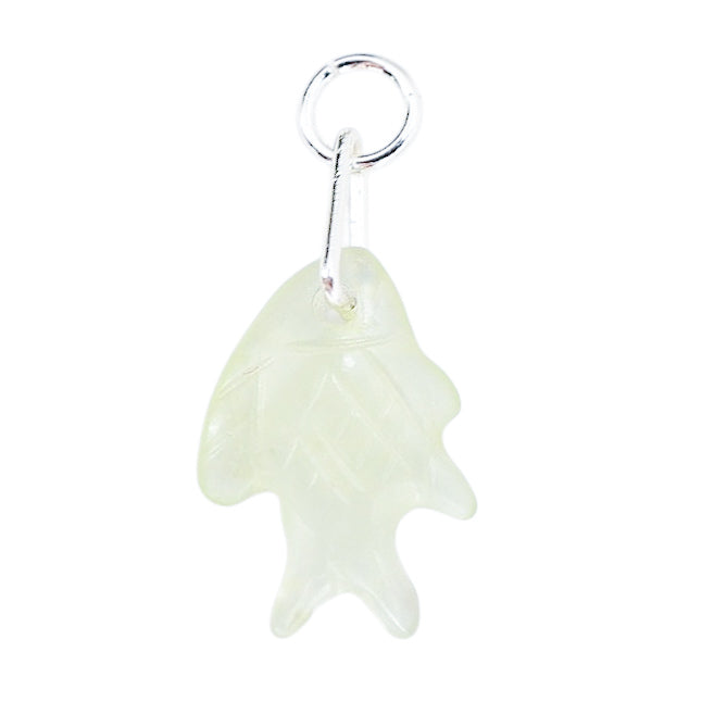 Vintage Carved Genuine Jade 15mm Fish Charm - Price Per 1 Piece OOAK