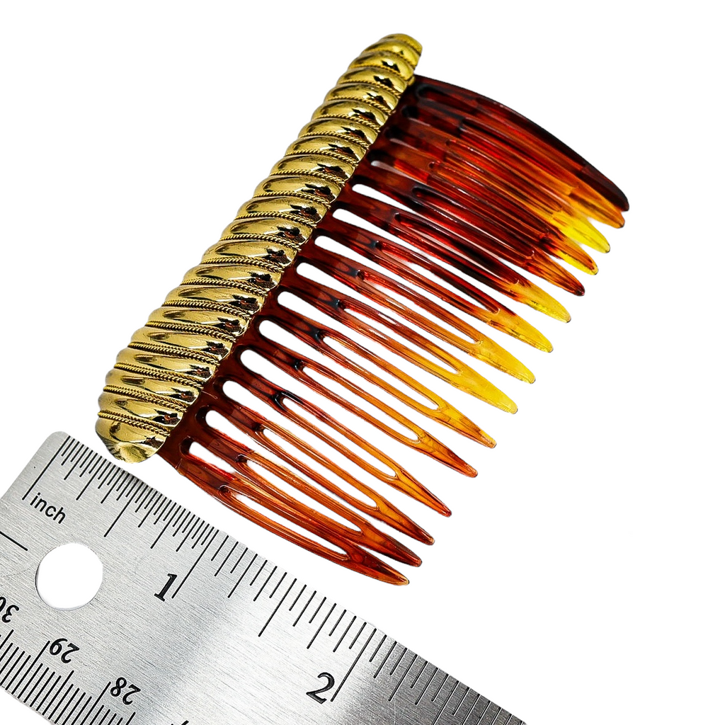 Paris Diffusion 1979 Tortoiseshell & Gold Twisted Rope Hair Comb