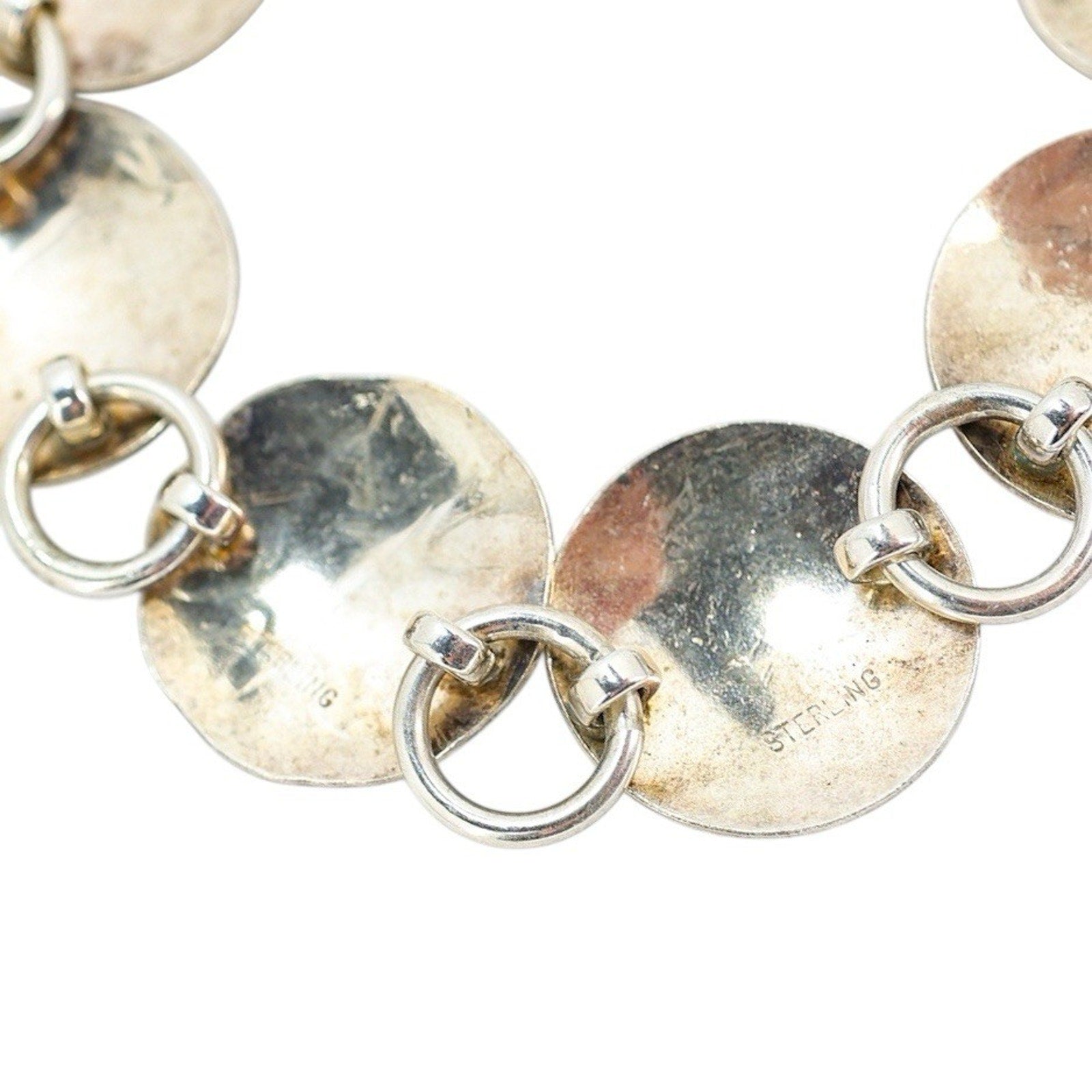 Sterling Silver Concho Bracelet Stamped Each Link Lobster Clasp Starburst 19.8g