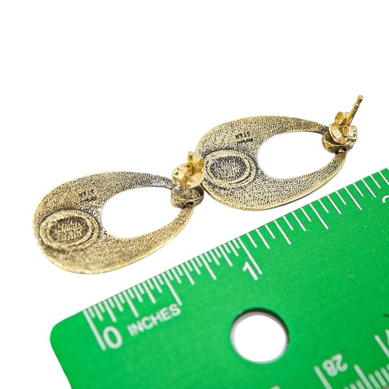 Vintage MCM Wells Sterling Textured Vermeil Australian Opal Earrings Oval Drop