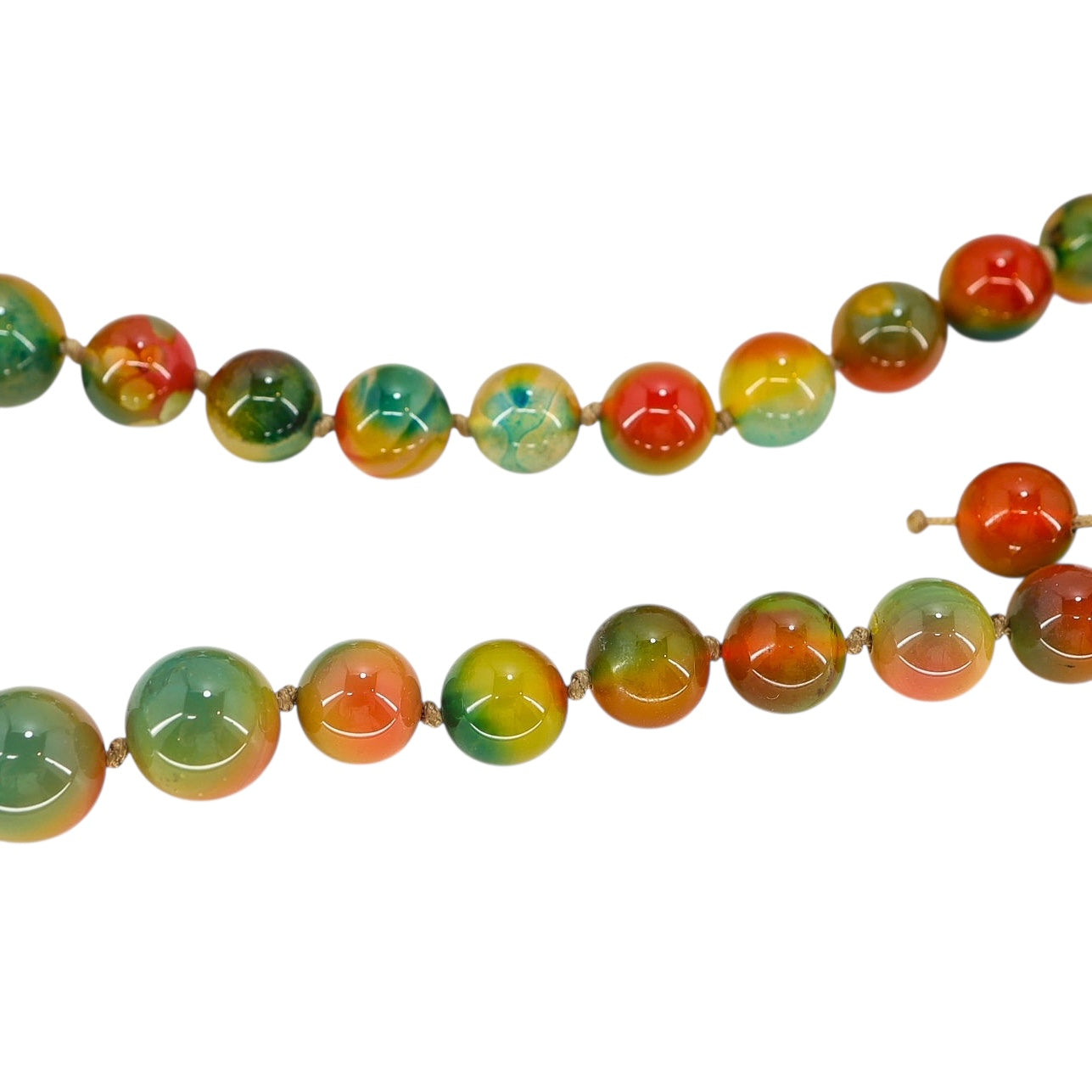 Bold Statement Multicolor Vintage Rainbow Agate Bead Necklace Adjustable Length