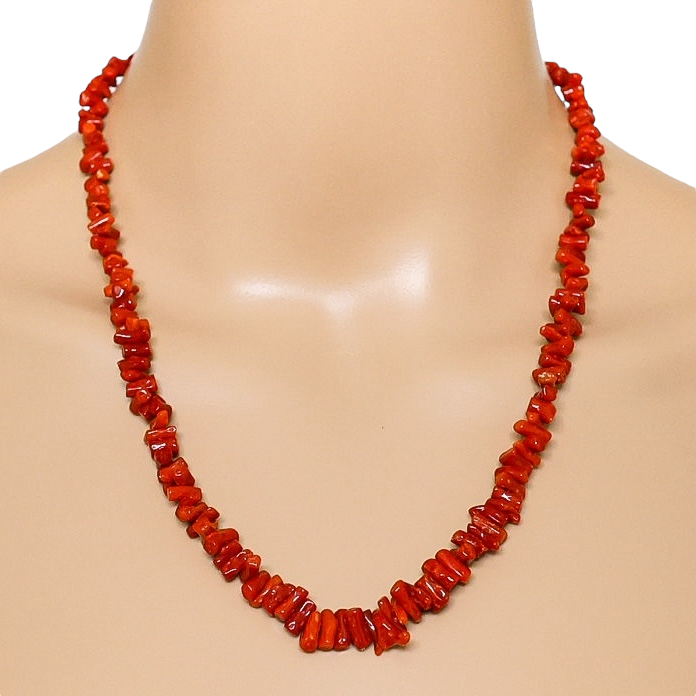 Vintage Natural Undyed Red Branch Coral Necklace Boho Style