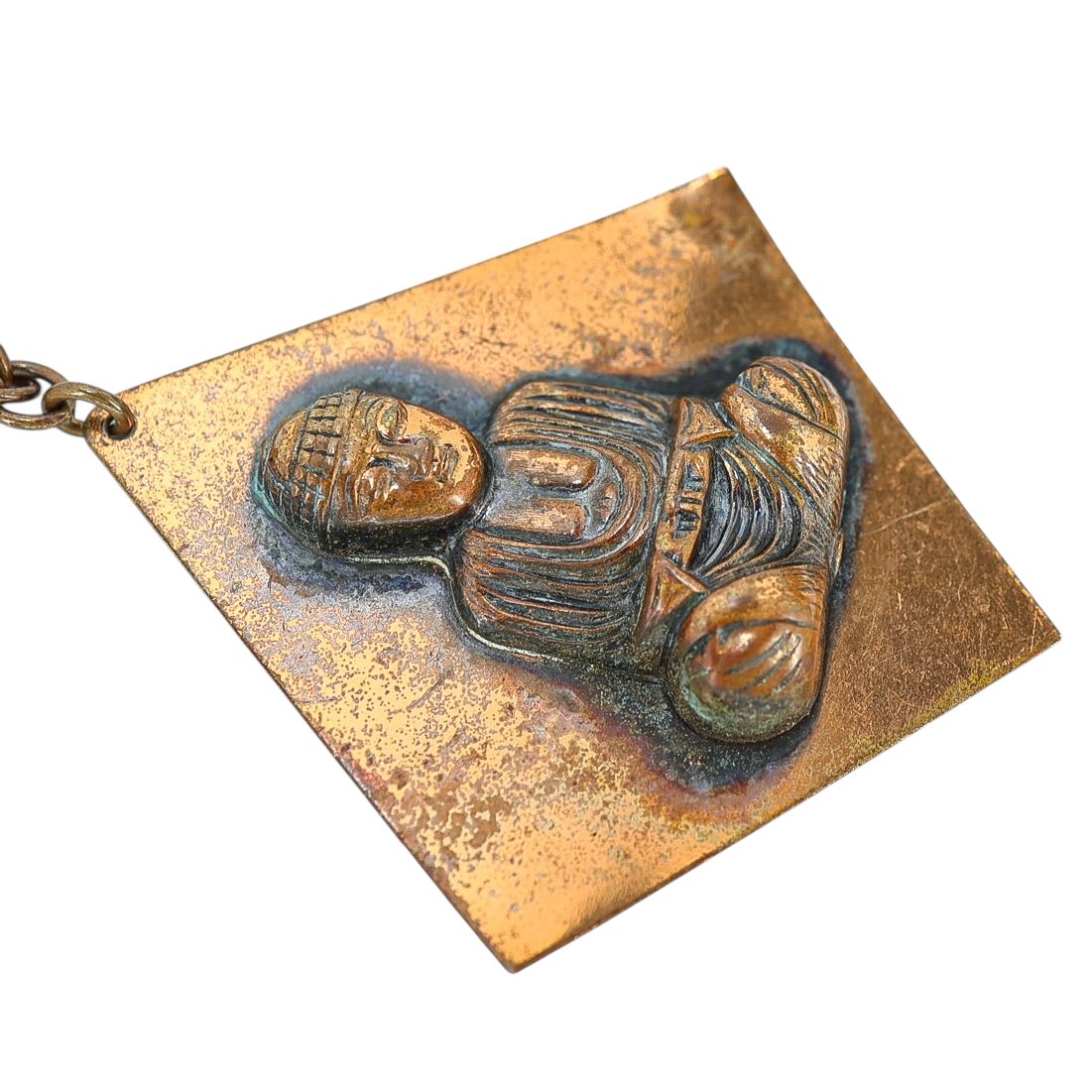 Vintage Handcrafted Copper Pendant Necklace – Raised Buddha Design MCM