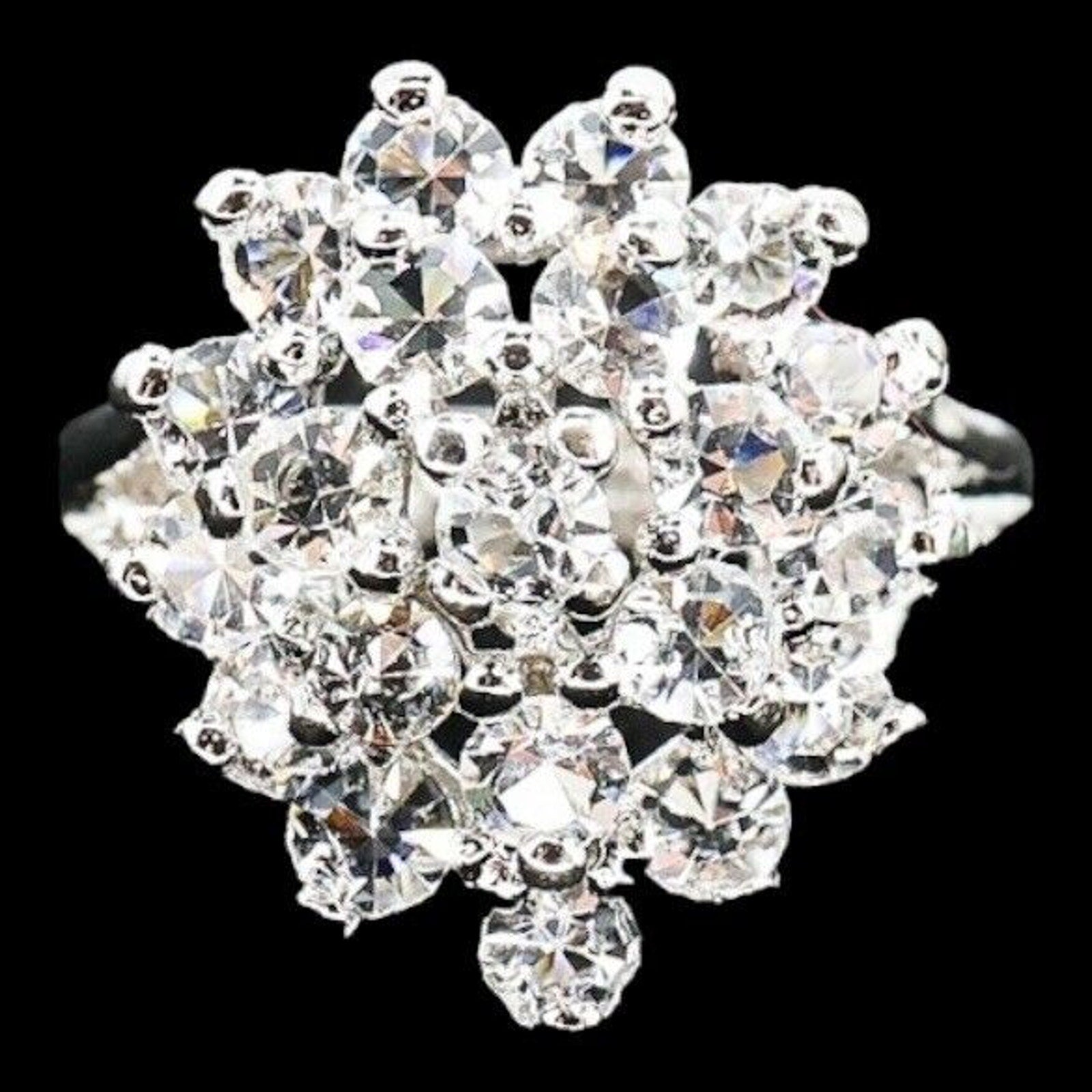 Vintage Uncas Mfg Sterling Silver Cubic Zirconia Cluster Ring Size 6 Excellent