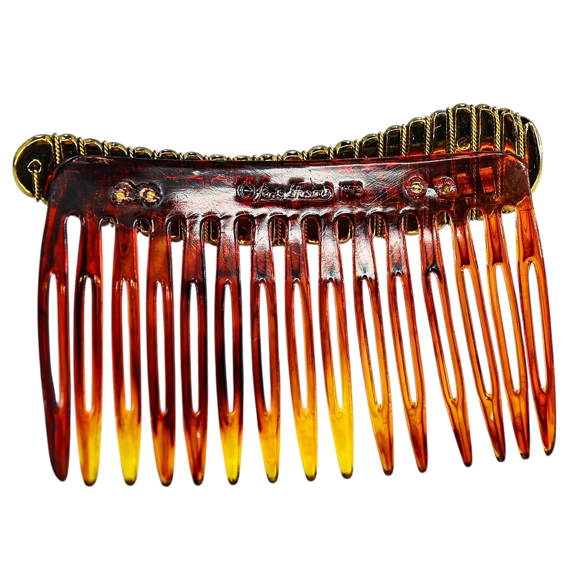 Paris Diffusion 1979 Tortoiseshell & Gold Twisted Rope Hair Comb