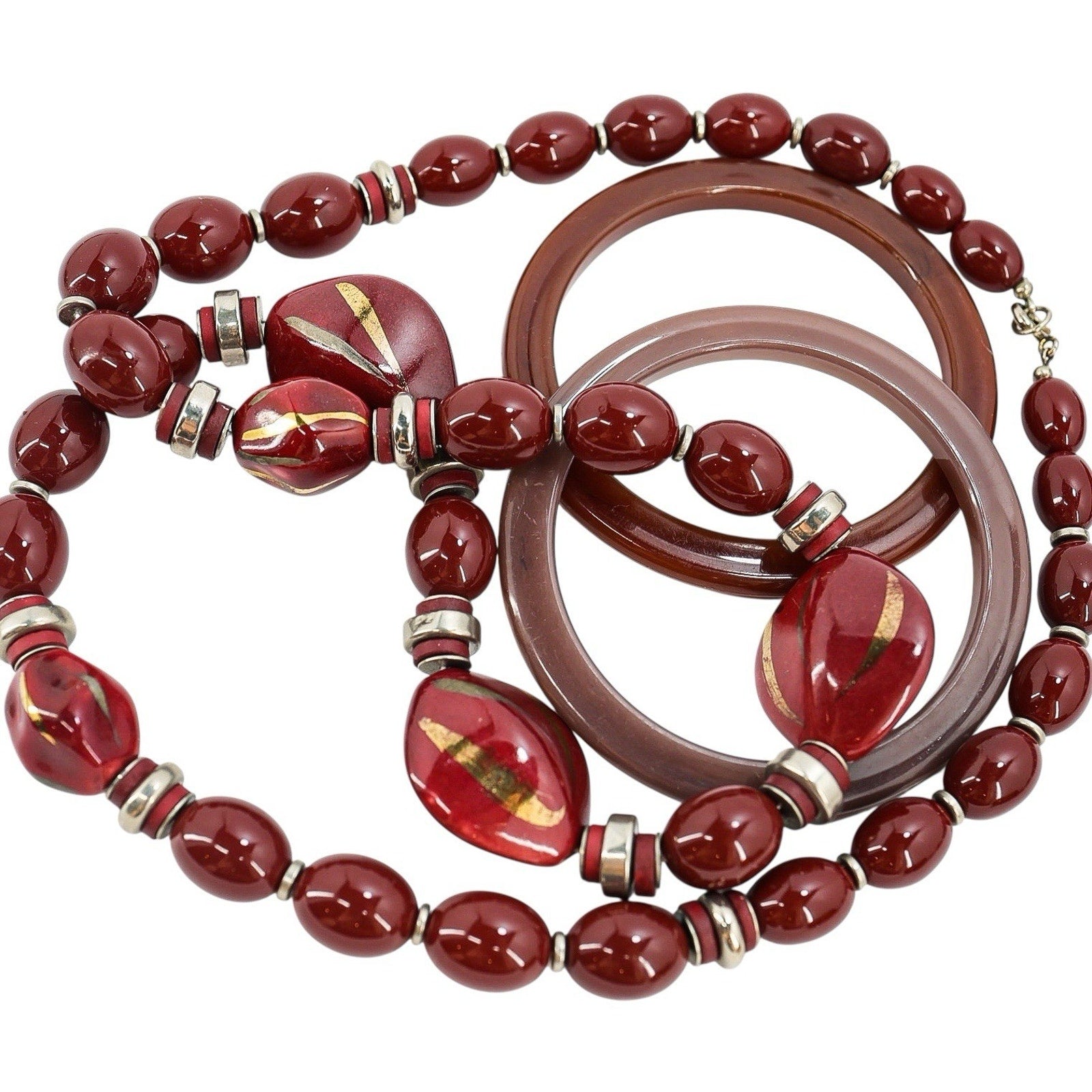 MOD MCM Vintage Plastic Jewelry Lot Cellulose Acetate Moonglow Lucite