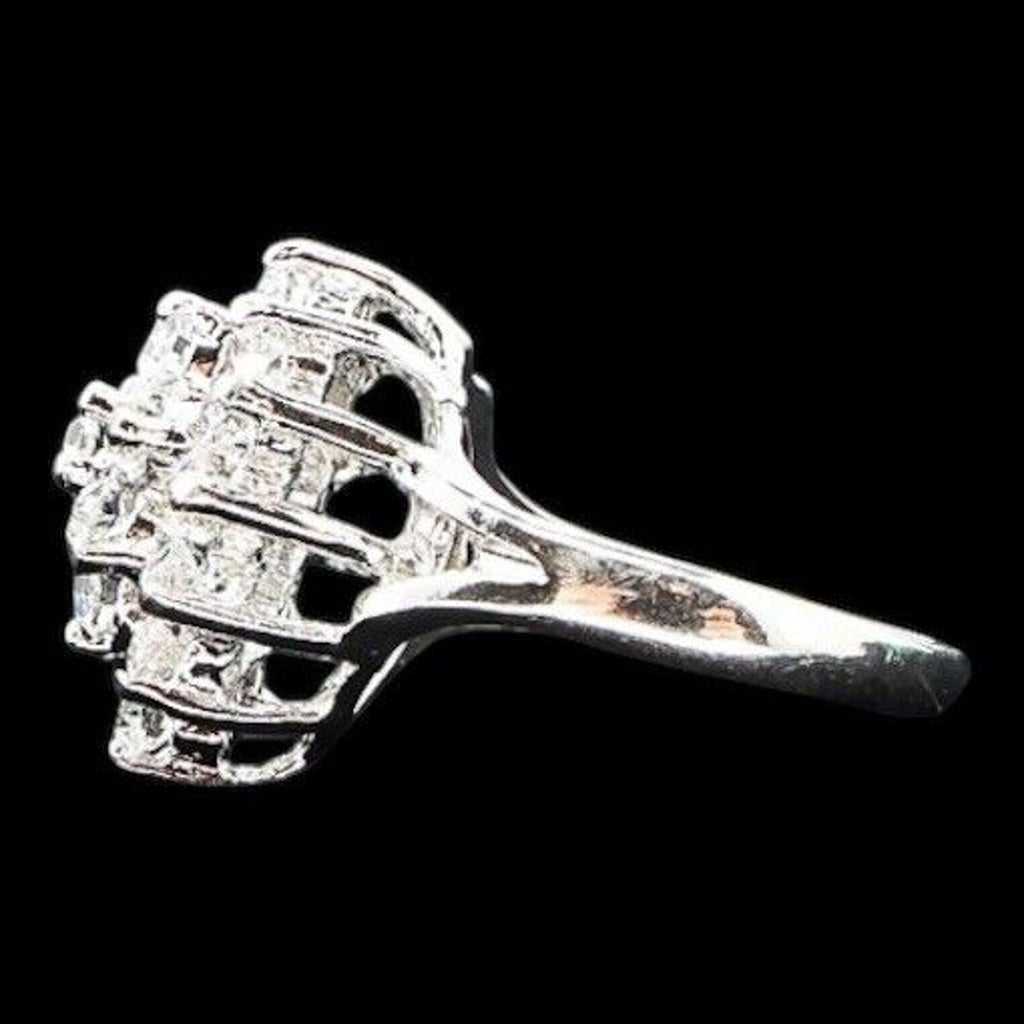 Vintage Uncas Mfg Sterling Silver Cubic Zirconia Cluster Ring Size 6 Excellent