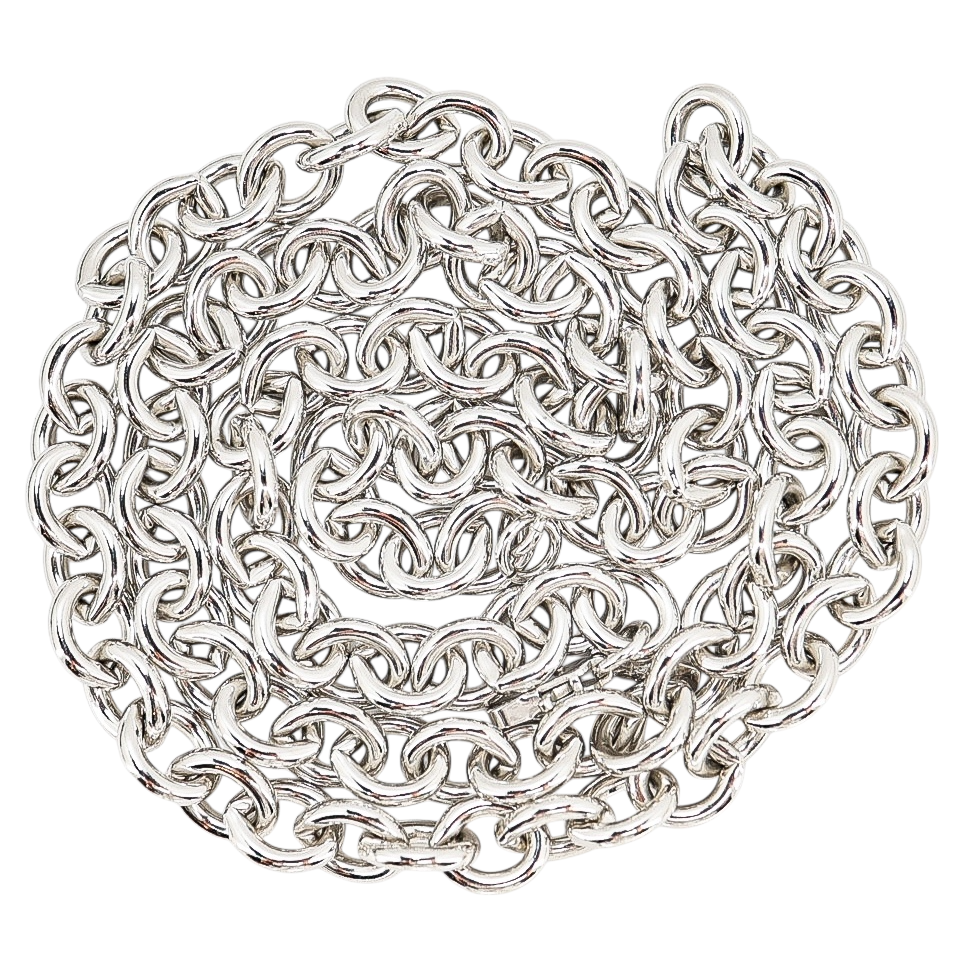 Vintage Monet Silver-Tone Chunky Chain Necklace - Classic Bold Layering 1980s