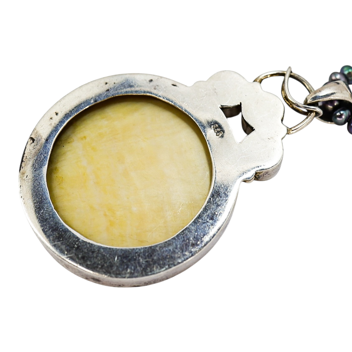 Artisan Modernist Sterling Silver Mother Of Pearl Necklace