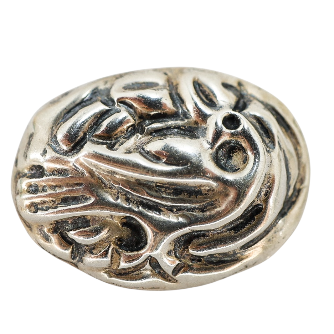 Vintage Mexico Silver Roadrunner Brooch Sculptural Relief 1.25”