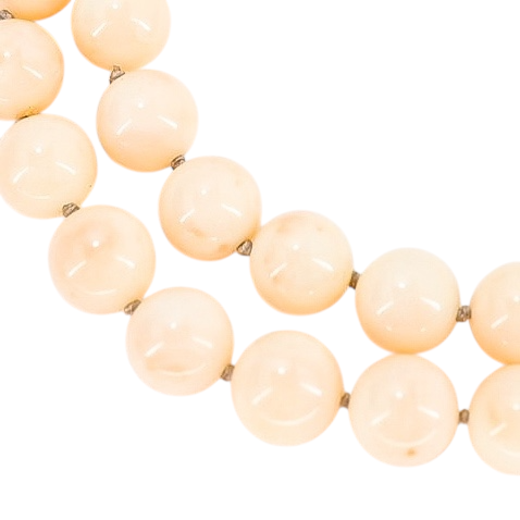 Blush Pink Angel Skin Momo Coral Necklace - New Strung w NOS Beads - 9mm 49g 18”