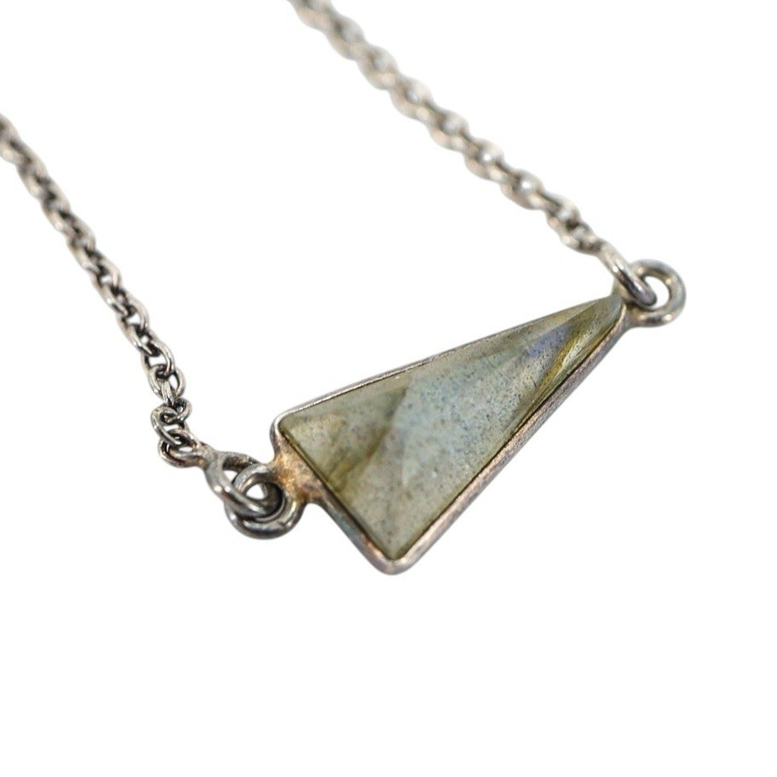 Lot Of 3 Stackable Sterling Silver Layered Necklace Set Labradorite Amber Boho