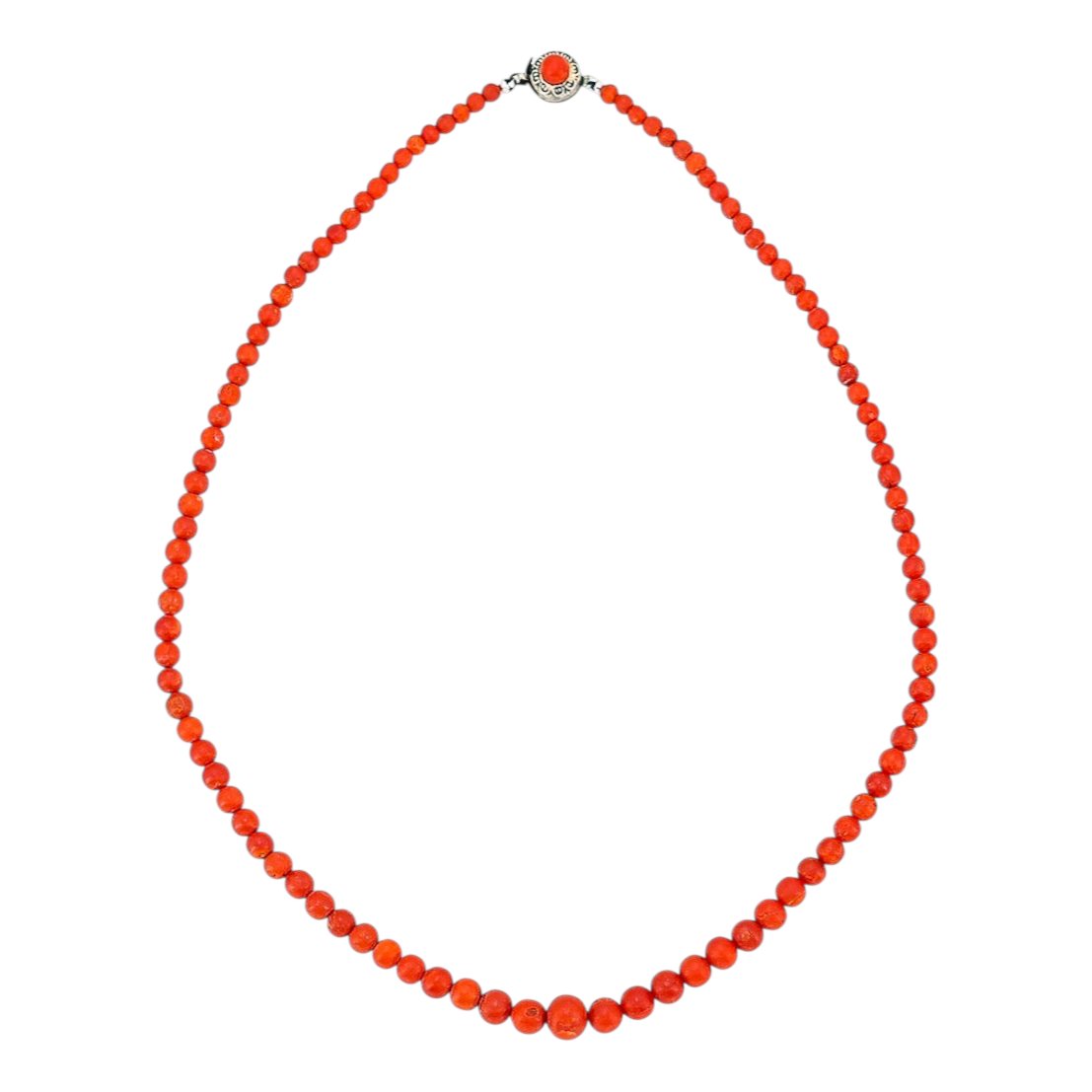 Vintage Mediterranean Red Coral Graduated Bead Necklace 20” – Natural Undyed Coral, 24 g