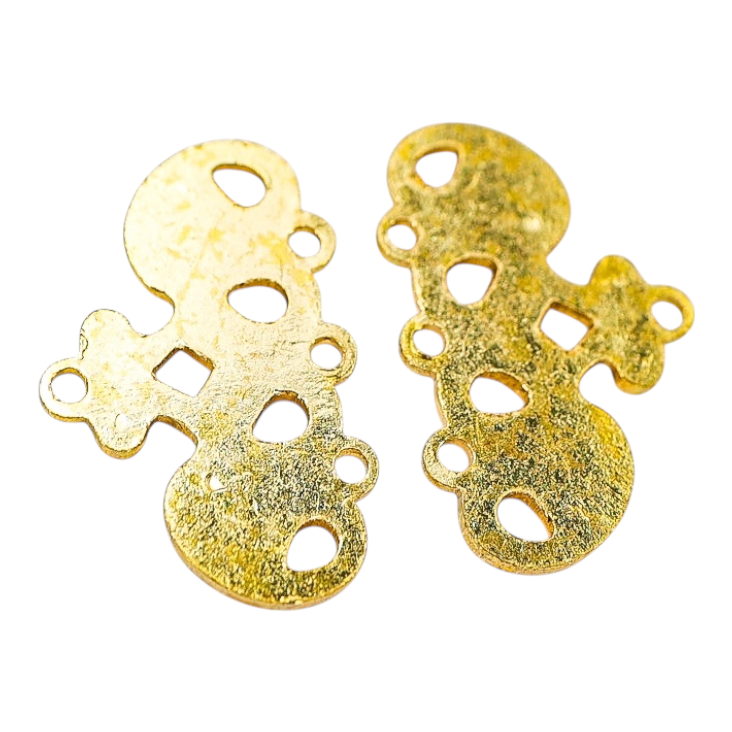 Vintage NOS 3-Strand Gold-tone Connector Findings - Scroll Design