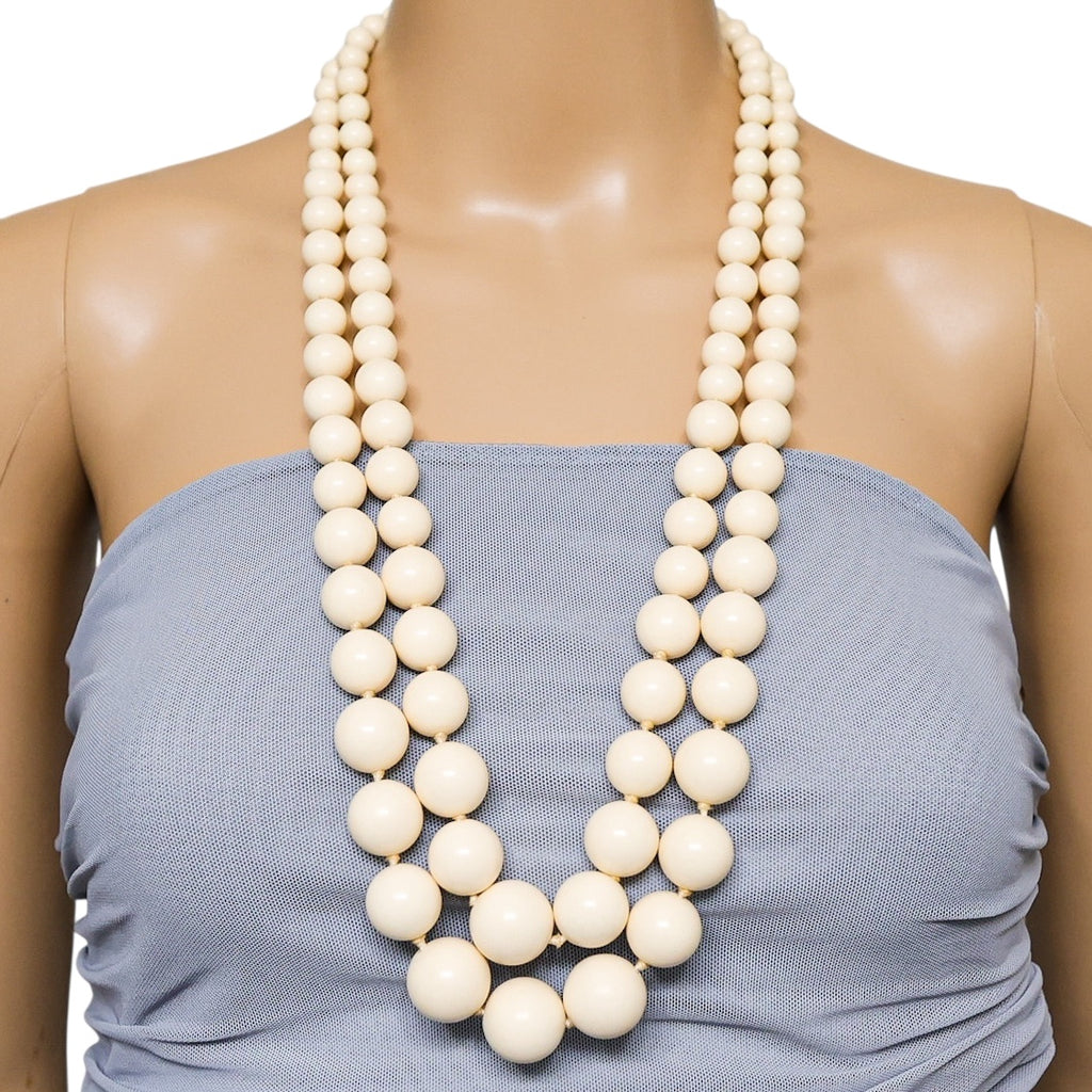 Vintage West Germany Cellulose Acetate 2 Strand Bead Necklace Statement Bold Chunky