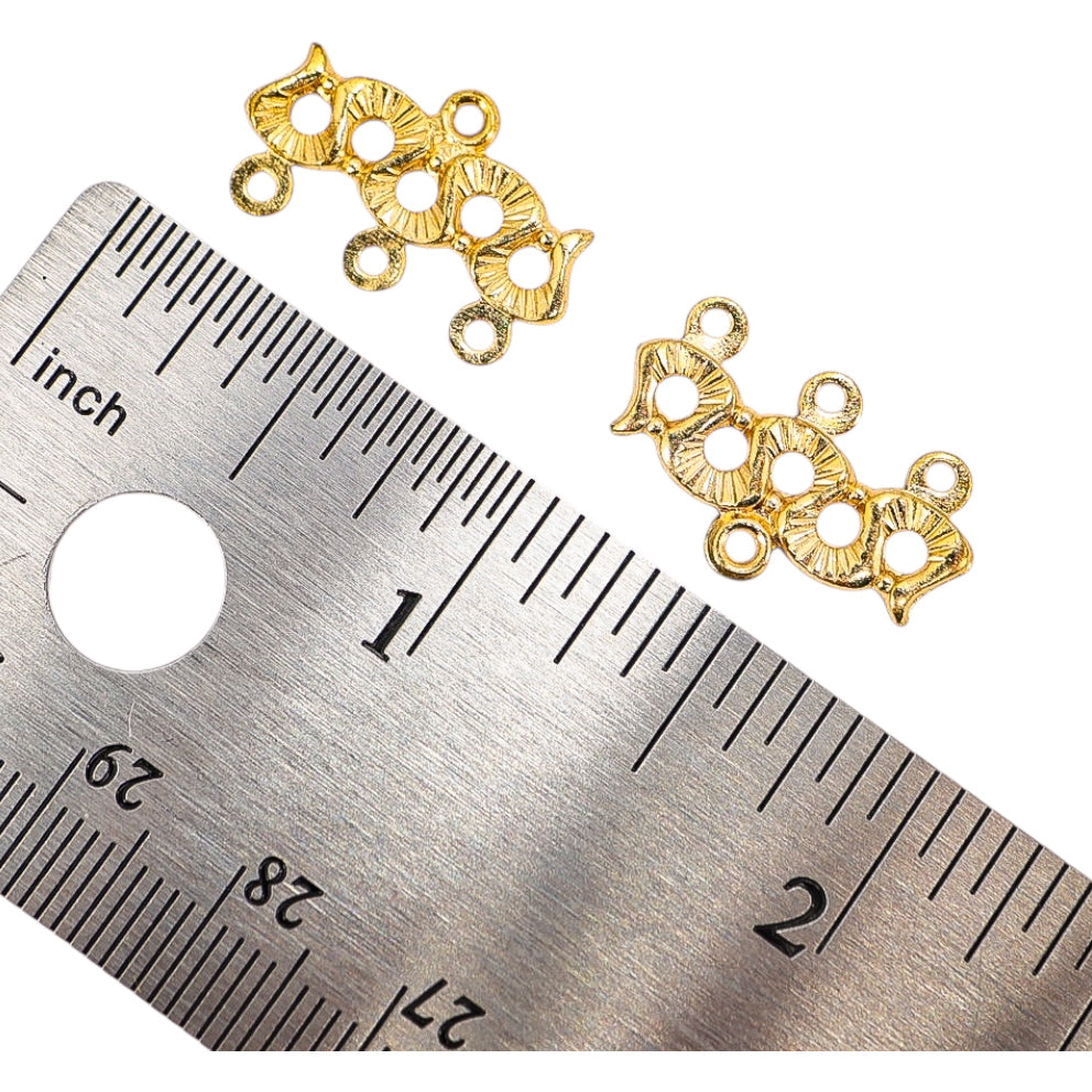 Vintage NOS 3-Strand Gold-tone Connector Findings -  Art Nouveau Style