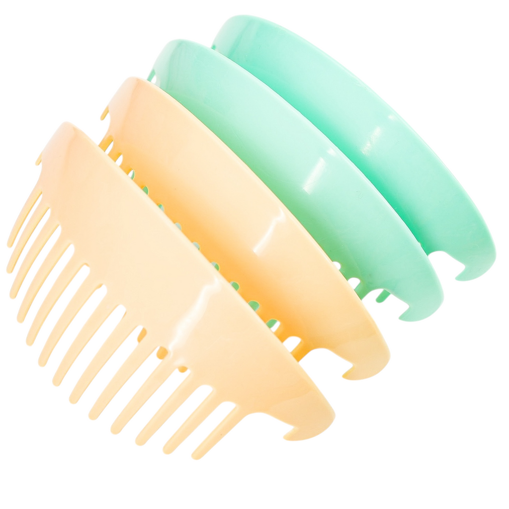 Vintage Tzers Taiwan Hair Clincher Comb Banana Clip Cream Light Green 5.5 In