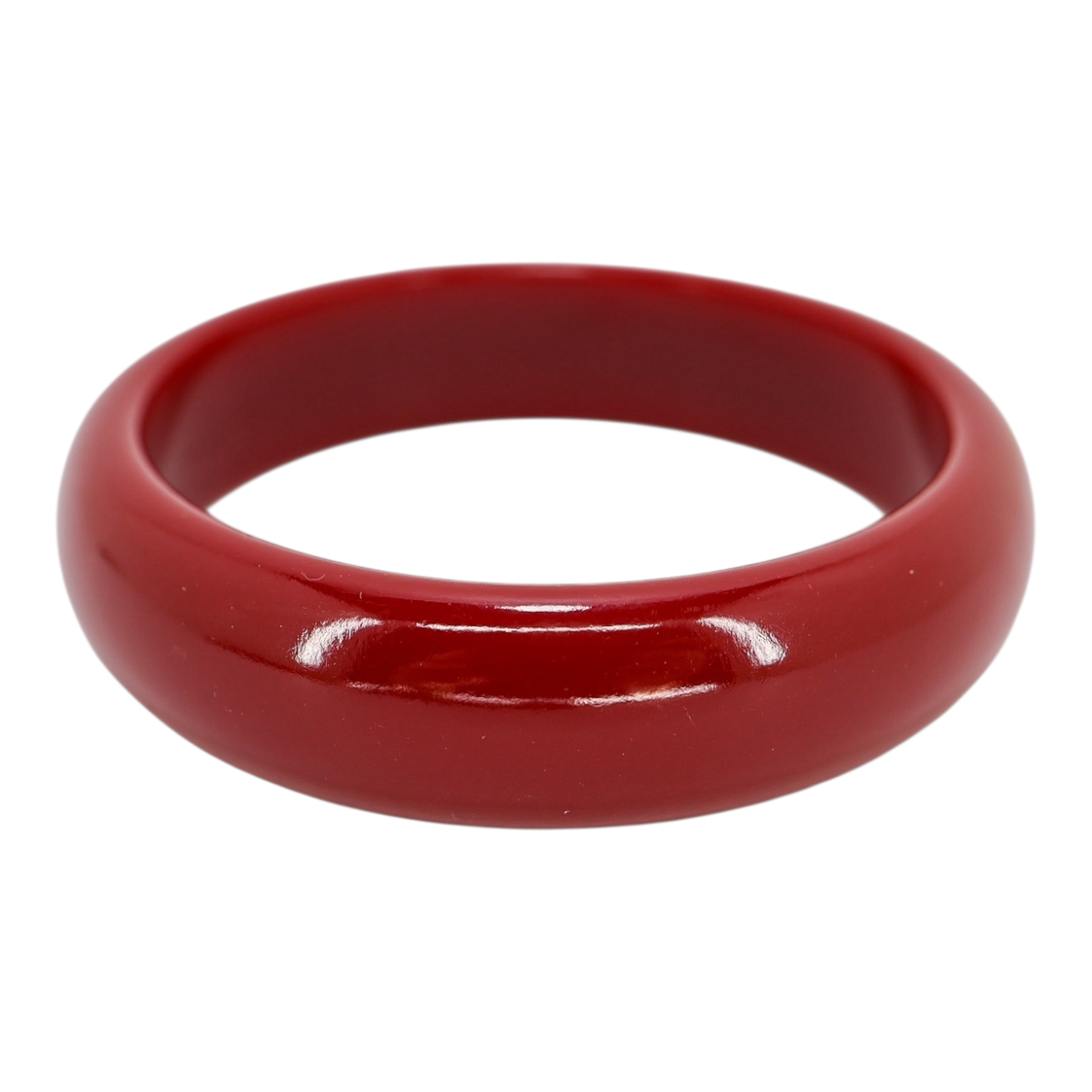 Vintage-Style Deep Red Resin Bangle with Sparkling Crystal Inlay