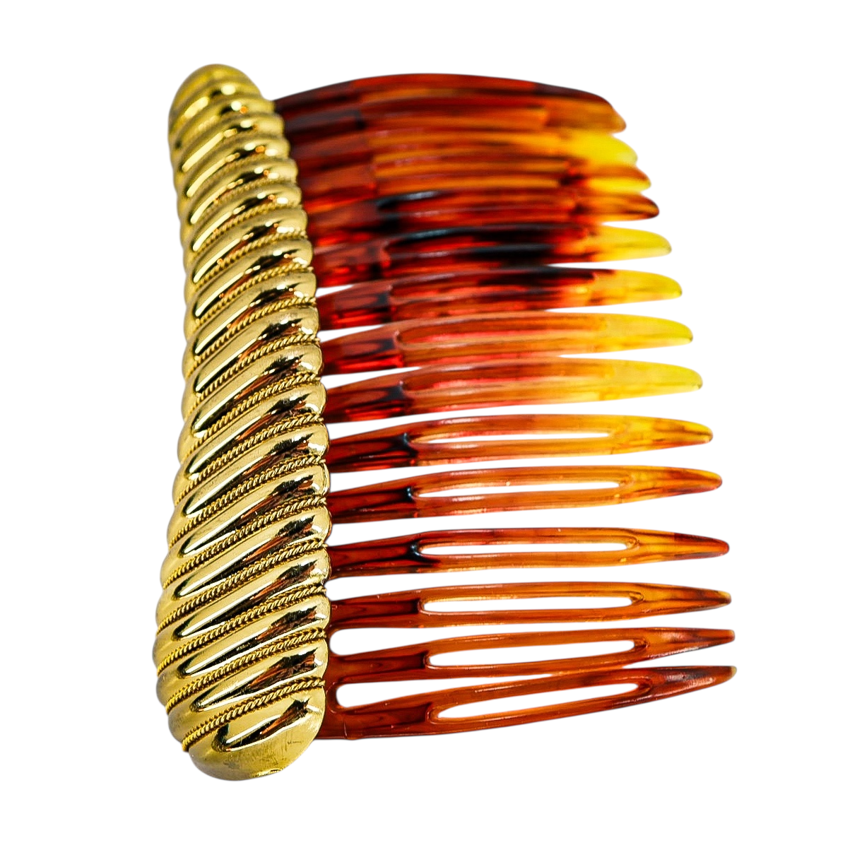 Paris Diffusion 1979 Tortoiseshell & Gold Twisted Rope Hair Comb