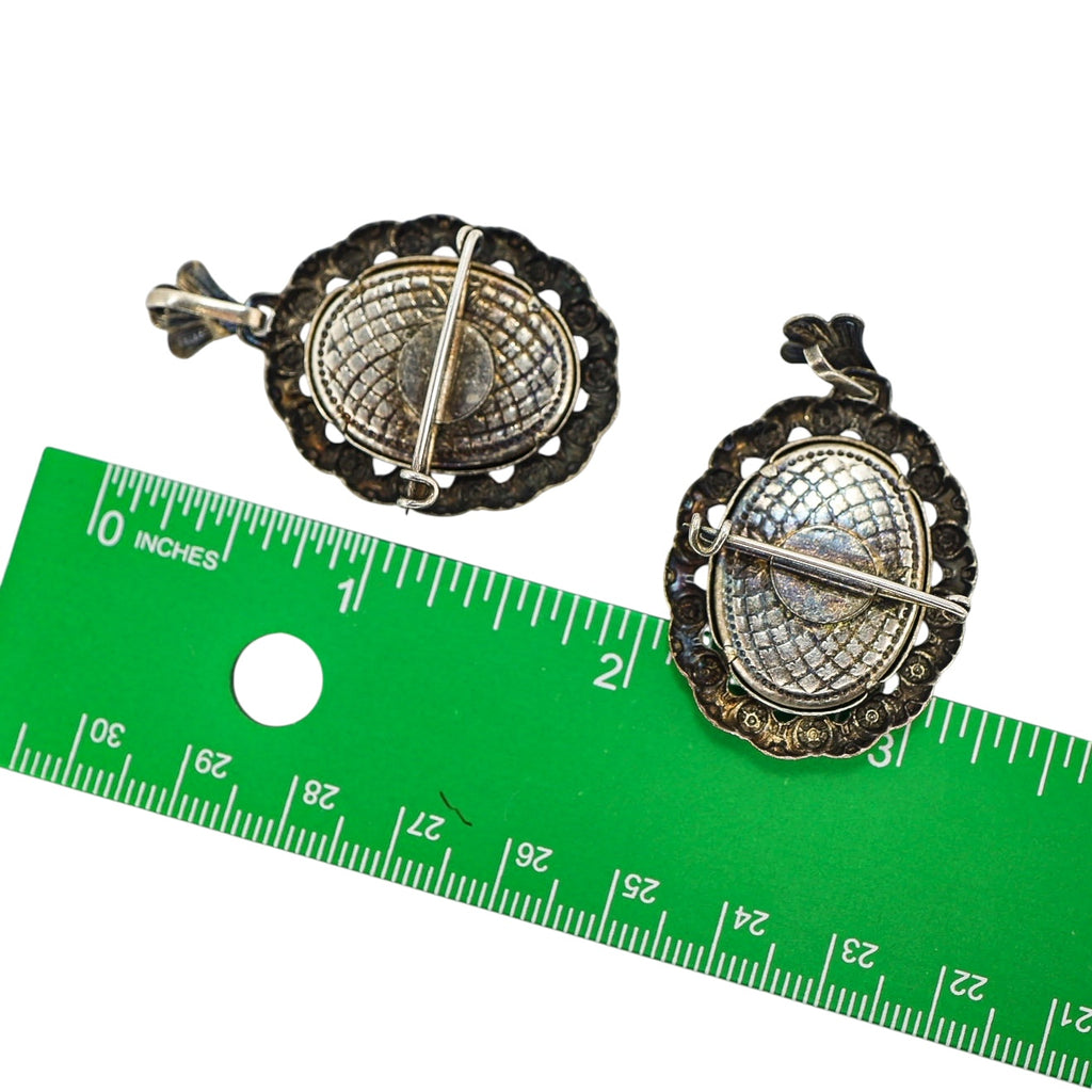 Antique Catholic Devotional Photo Brooches / Pendants - Set Of 2