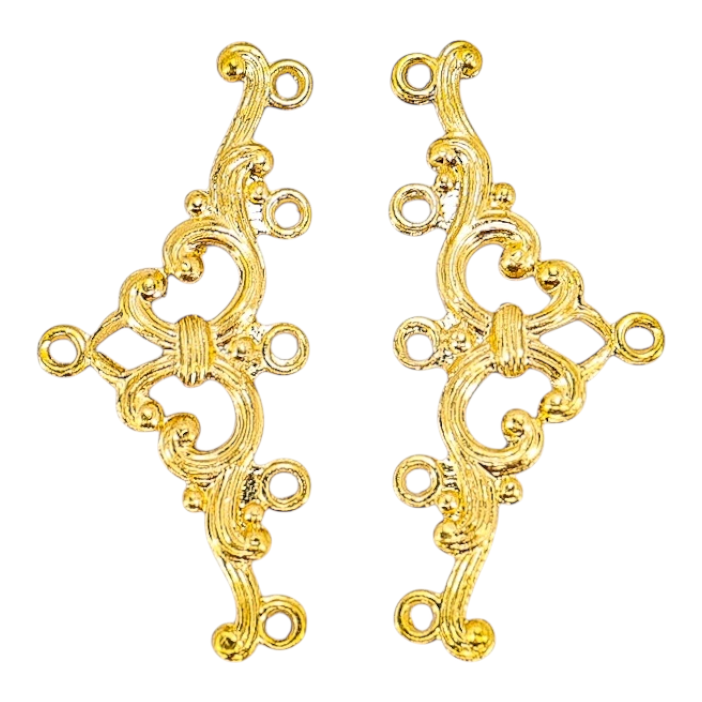 Vintage NOS 5-1 Multi Strand Connector Findings -  Gold Tone Rococo Scroll
