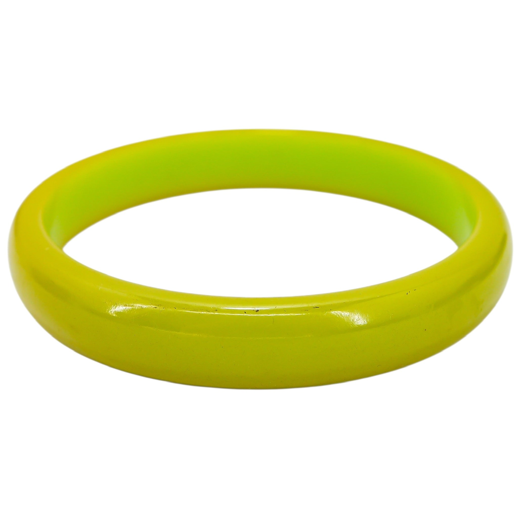 Vintage Green Bakelite Bangle - Chartreuse / Lime / Green Pea Color