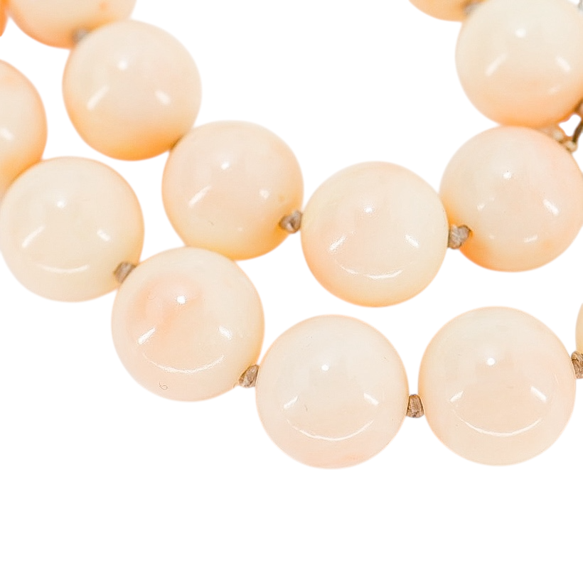 Blush Pink Angel Skin Momo Coral Necklace - New Strung w NOS Beads - 9mm 49g 18”