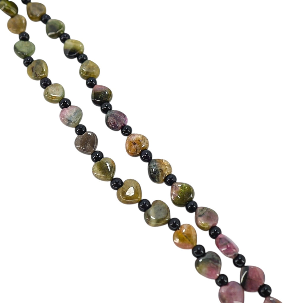 Pink & Green Genuine Tourmaline Heart Bead Necklace 24” October Birthstone