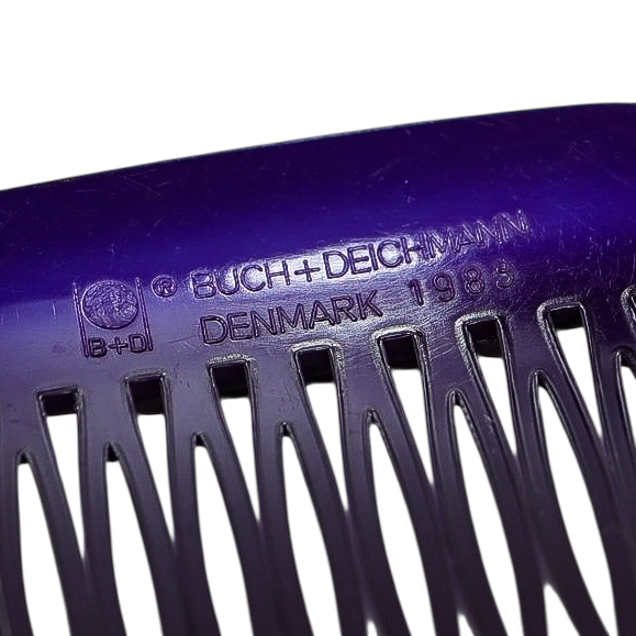 Lot of 2 Vintage 1983 Buch + Deichmann Hair Combs Purple Fuchsia MOD
